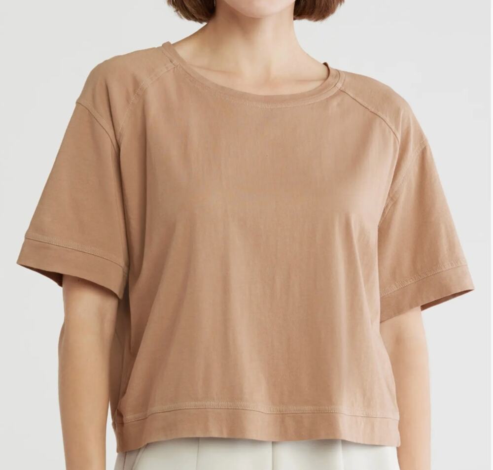 Zella Vintage Wash Boxy Tee Tan Portabella Size XS